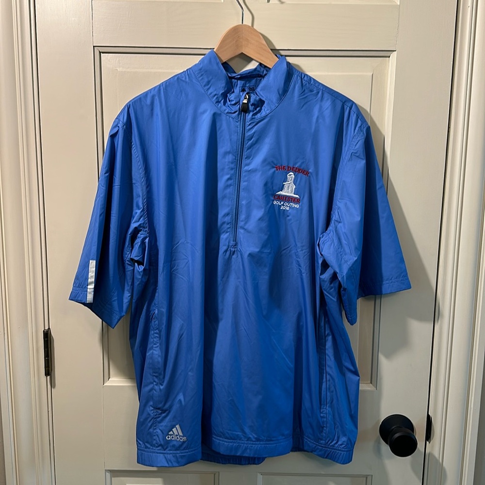 Men’s Adidas Golf Climaproof S/S Rain Pullover in Baby Blue — Sz M — STORY TIME!